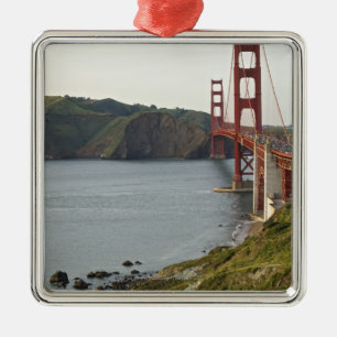 Golden Gate bridge with view to Marin County Metal Ornament