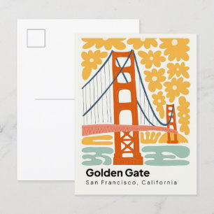 Golden Gate San Francisco California travel floral Postcard