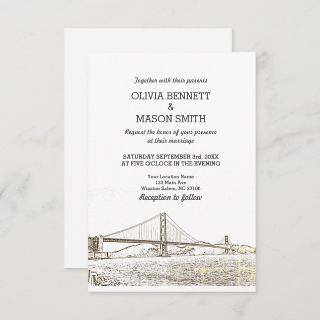 Golden Gate San Francisco Wedding Invitation (Front/Back)