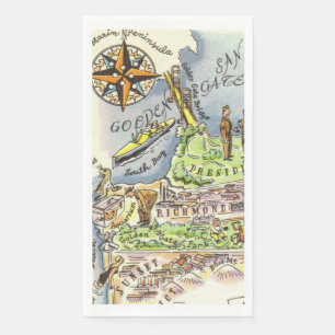 Golden Gate SF Illustrated Guest Towel Napkin