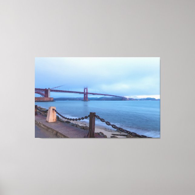 Golden Gate Under Fog Canvas Print (Front)
