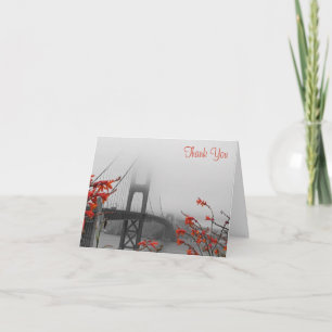Golden Gate with Orange Wedding Thank You Cards