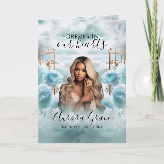 Golden Gates of Heaven Memorial Funeral Program  (Front)