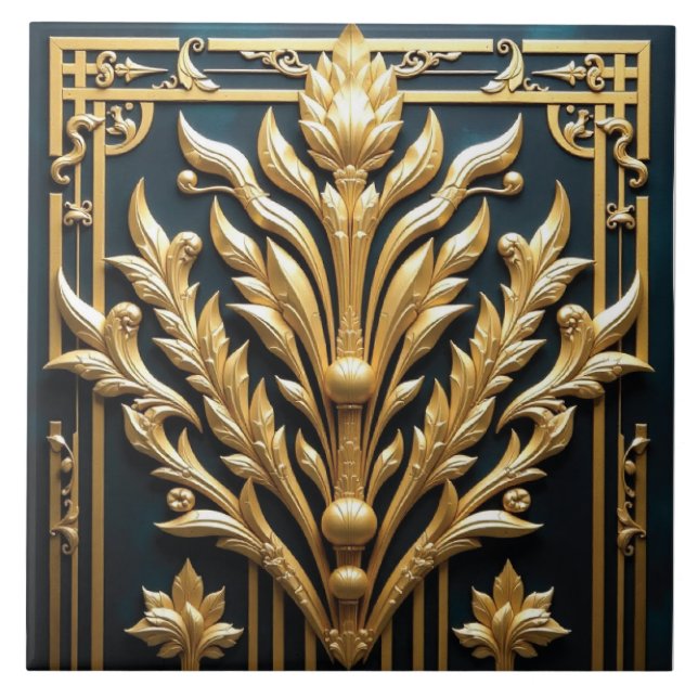 Golden Gatsby Garden Tile (Front)