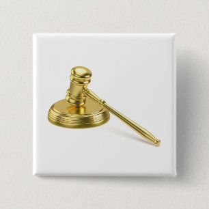 Golden gavel 2 inch square button