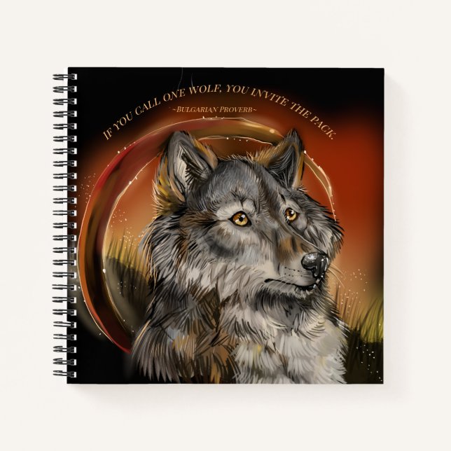 Golden Gaze Wolf Notebook (Front)