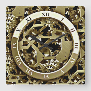 Golden Gear Pattern For Acrylic Wall Clock