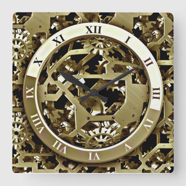 Golden Gear Pattern For Acrylic Wall Clock (Front)