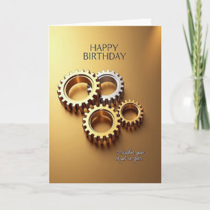 Golden Gears Birthday Card