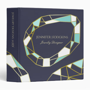 Golden Gem Outlines   Navy Blue   Jewellery Design Binder