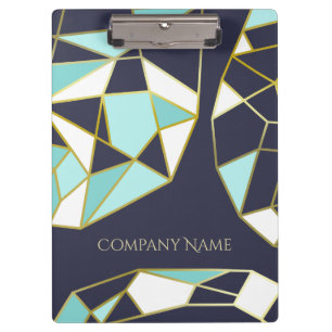 Golden Gem Outlines Navy Blue & Turquoise Clipboard