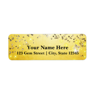 Golden Gems Sparkle Elegant Party Address Label