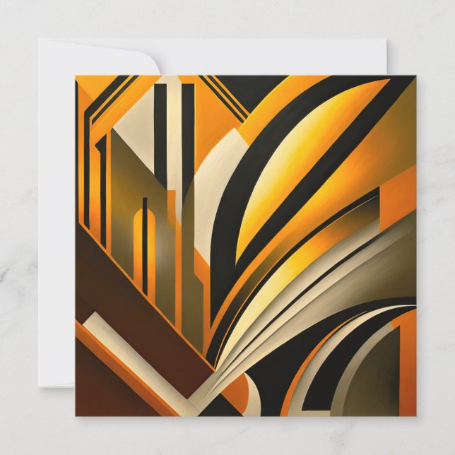 Golden Geometric Abstract Art Invitation (Front)