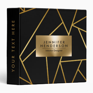 Golden Geometric Abstract Binder