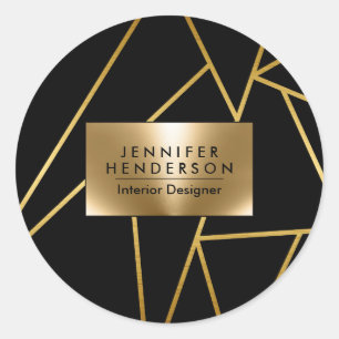 Golden Geometric Abstract Classic Round Sticker