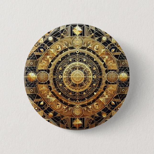 Golden Geometric Button (Front)