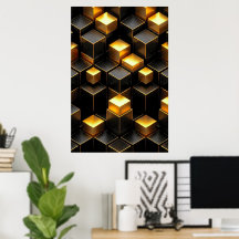 Golden Geometric Circuitry Tech Room Decor