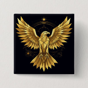 Golden Geometric Eagle 2 Inch Square Button