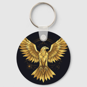 Golden Geometric Eagle Keychain