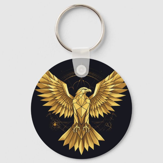Golden Geometric Eagle Keychain (Front)