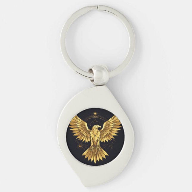 Golden Geometric Eagle Keychain (Front)