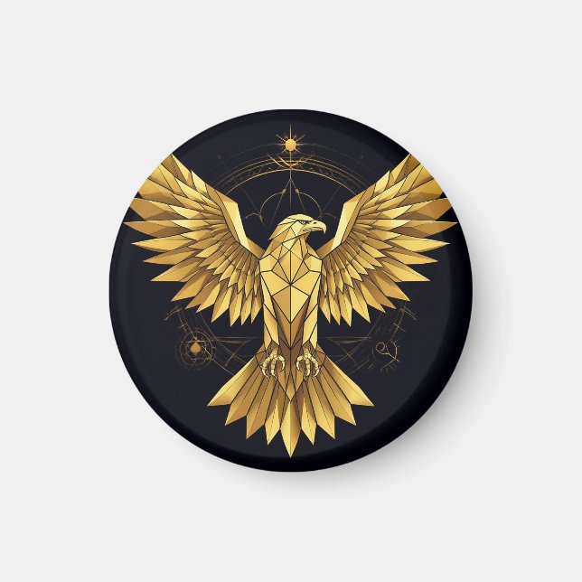 Golden Geometric Eagle Magnet (Front)