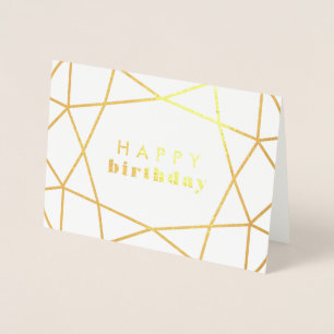 Golden Geometric Gem - Happy Birthday Foil Card