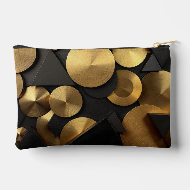 Golden Geometric Luxury Abstract Accessory Pouch (Back)