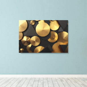 Golden Geometric Luxury Abstract Canvas Print