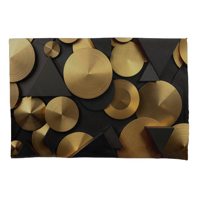 Golden Geometric Luxury Abstract Pillowcase (Front)