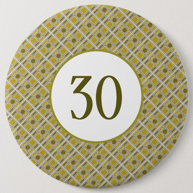 Golden Geometric Pattern, Modern Birthday Party 6 Inch Round Button (Front)