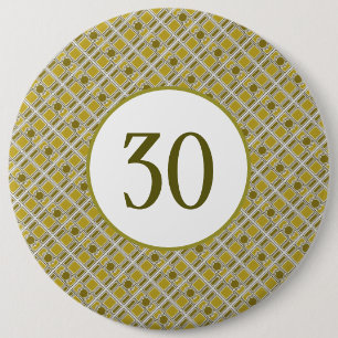 Golden Geometric Pattern, Modern Birthday Party 6 Inch Round Button
