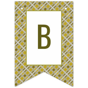 Golden Geometric Pattern, Modern Birthday Party Bunting Flags