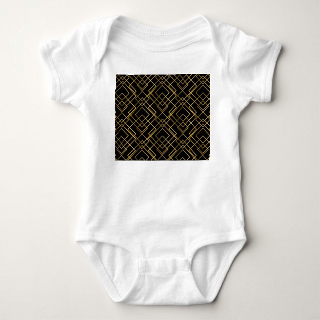 Golden geometric, seamless rhombus pattern. baby bodysuit (Front)