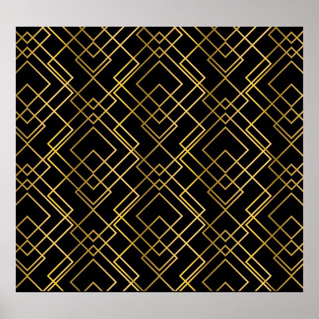 Golden geometric, seamless rhombus pattern. poster (Front)