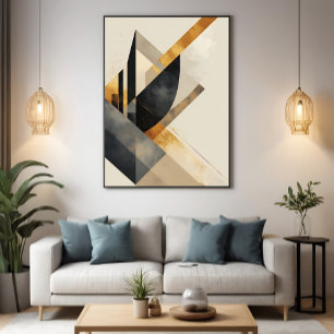 Golden Geometric Symphony Canvas Print