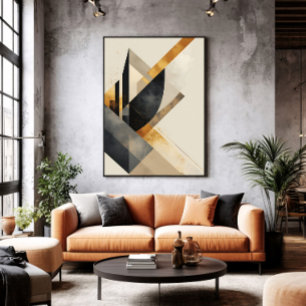 Golden Geometric Symphony Poster