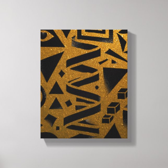 Golden Geometry: A Modern Glow Canvas Print (Front)