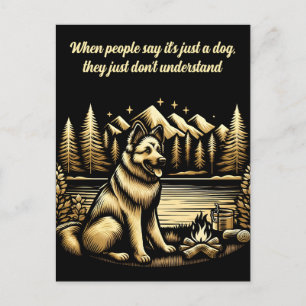 Golden German shepherd by the Campfire Postcard