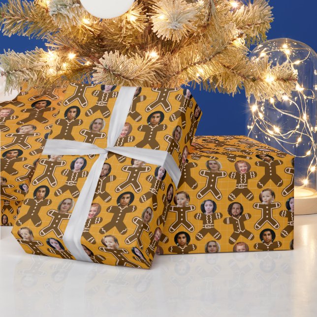 Golden Gingerbread Friends and Family Holiday Wrapping Paper (Holidays)