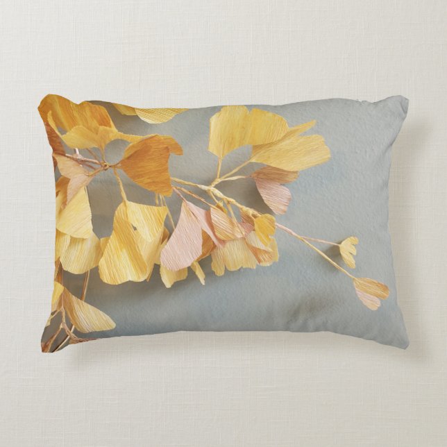 Golden Gingko Leaf Branch  Accent Pillow (Front)