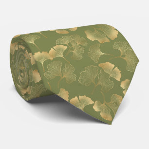 Golden Ginkgo Autumn Pattern Tie