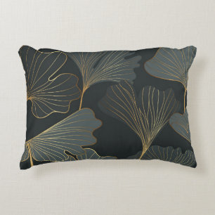 Golden Ginkgo: Luxurious Floral Deco. Accent Pillow