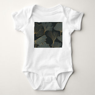 Golden Ginkgo: Luxurious Floral Deco. Baby Bodysuit