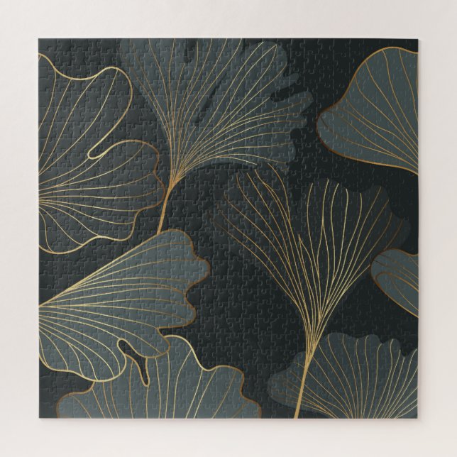 Golden Ginkgo: Luxurious Floral Deco. Jigsaw Puzzle (Vertical)