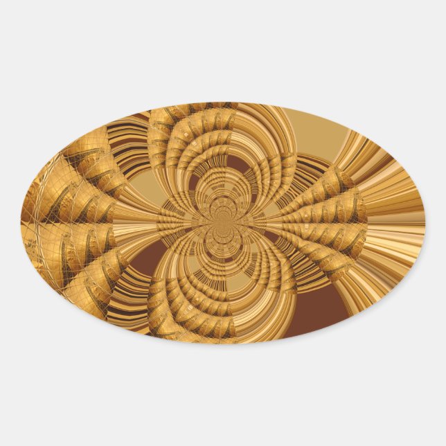 Golden Giraffe Art Print Oval Sticker (Front)