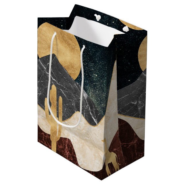 Golden Giraffe Desert Landscape & Marble Mountain Medium Gift Bag (Front Angled)
