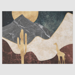 Golden Giraffe Desert Landscape & Marble Mountain Tissue Paper