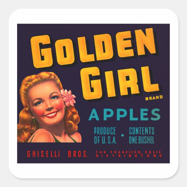 Golden Girl Apples Square Sticker (Front)