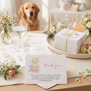 Golden Girl Baby Shower Retriever Puppy Floral Thank You Card